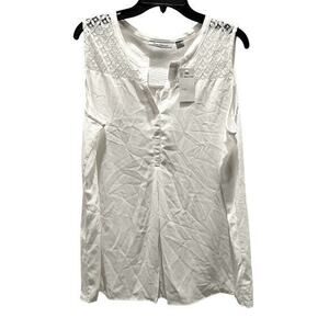 Jason Maxwell White Sleeveless lace shoulder lightweight loose fit NWT L fits 1X